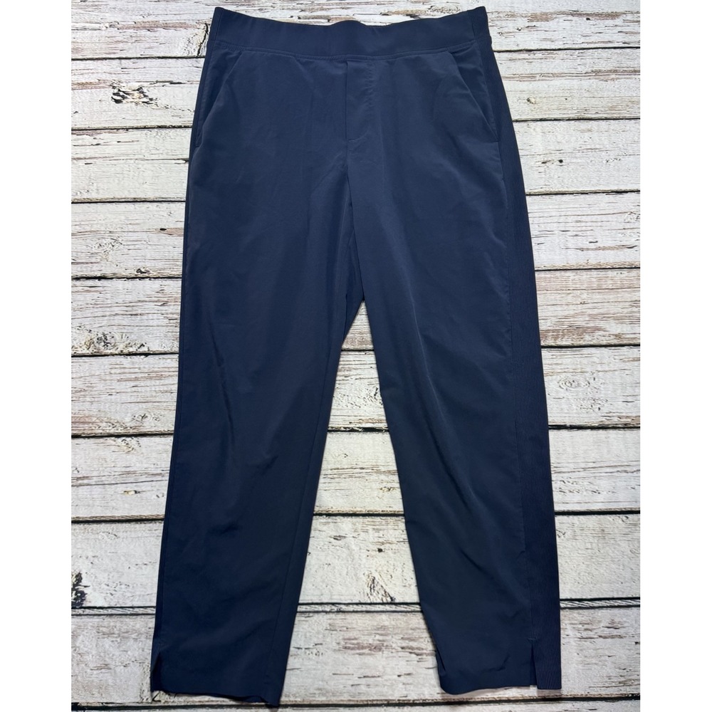 Athleta Brooklyn Ankle Pants Women's 10 Navy Blue Stash Pocket Nylon Stretch